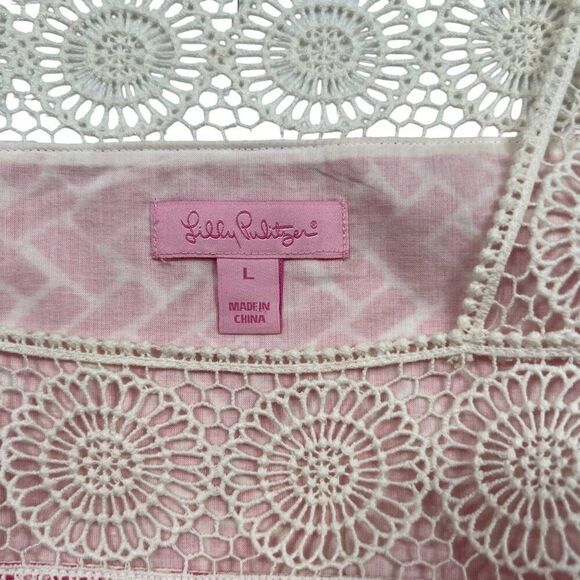 Lilly Pulitzer Chapman Tisket Tasket Tunic Dress Bamboo Print Pink Size Large - Picture 6 of 10